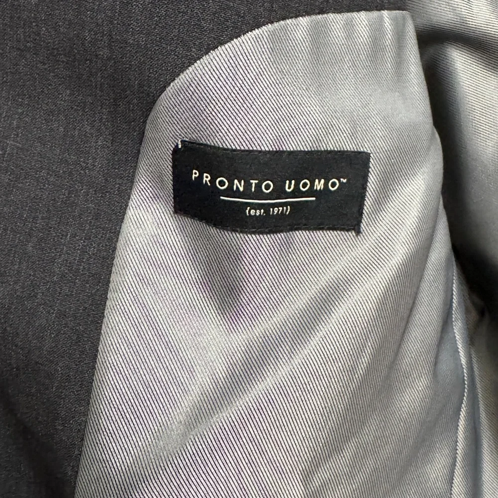 Pronto Uomo Men’s Charcoal Gray 2 Button Suit Jacket Blazer 46R Wool Blend